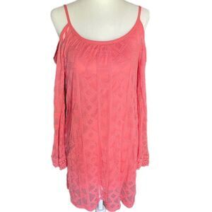 ❣️5/$50 Xhilaration Coral Pink midi dress, open shoulder, flared Longsleeves
